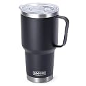 koodee 30 oz Tumbler with Lid and Straw, Stainless Steel Double Wall Insulated Travel Mug Water Tumbler with Handle (Black)