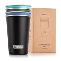 Koodee Stainless Steel Cups(4 Pack)16 oz Pint Tumbler Stackable Metal Drinking Glasses for Kids and Adults（Grass Green-Black-Royal Blue-Teal）
