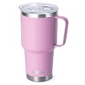 koodee Tumbler with Handle, 30 oz Stainless Steel Double Wall Insulated Tumblers with Lid and Straw Coffee Tumbler for Men and Women (Baby Pink)