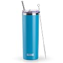 koodee Tumbler with Straw 20 oz Stainless Steel Skinny Tumbler Double Wall Insulated Slim Water Cup for Coffee, Tea (Sky Blue)