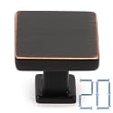 KOOFIZO 20 Pack Oil Rubbed Bronze Cabinet Knobs Square Single Hole Pull K08