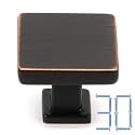 KOOFIZO 30 Pack Oil Rubbed Bronze Cabinet Knobs Square Single Hole Pull K08