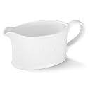 Kook Ceramic Gravy Boat, Embossed, Farmhouse, 18 oz, White