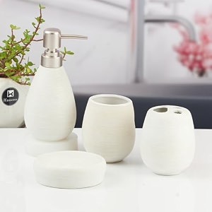 kookee ceramic bathroom accessory set of 4 with soap dispenser  black 11397