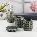 Kookee Ceramic Bathroom Accessory Set of 4 with Soap Dispenser | Black (11397)