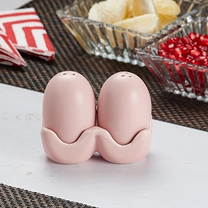 kookee ceramic salt pepper set with tray for dining table  pink 8579