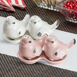 kookee ceramic salt pepper set of 2 with tray  white pink 10496