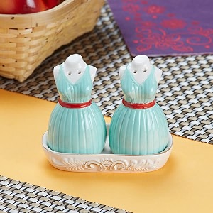 kookee ceramic salt pepper set with tray for dining table  blue 9972