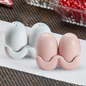 kookee ceramic salt pepper set of 2 with tray  multicolor 10482