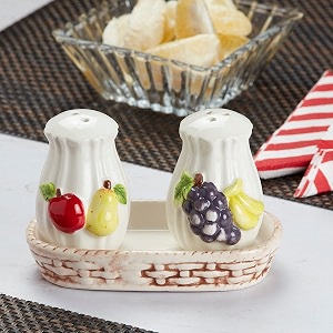 kookee ceramic salt pepper set with tray for dining table  white 8446