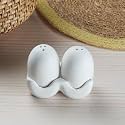 Kookee Ceramic Salt Pepper Set with Tray for Dining Table | White (8580)