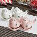 Kookee Ceramic Salt Pepper Set of 2 with Tray | White, Pink (10496)
