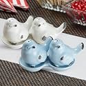 Kookee Ceramic Salt Pepper Set of 2 with Tray | White, Blue (10666)