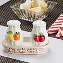 Kookee Ceramic Salt Pepper Set with Tray for Dining Table | White (8531)