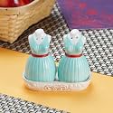 Kookee Ceramic Salt Pepper Set with Tray for Dining Table | Blue (9972)