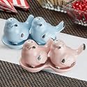 Kookee Ceramic Salt Pepper Set of 2 with Tray | Blue, Pink (10495)