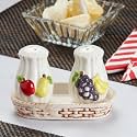 Kookee Ceramic Salt Pepper Set with Tray for Dining Table | White (8446)