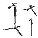 Koolehaoda 71.6” Camera Monopod with 3-Way Pan Tilt Head & Detachable Feet