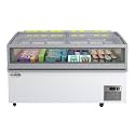 KoolMore 59 in. 20 cu. ft. Commercial Island Chest Freezer and Refrigerator, Convertible with Sliding Glass Lids, Auto Defrost, LED Lighting, White