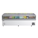 KoolMore 98 in. 38 cu. ft. Commercial Island Chest Freezer and Refrigerator, Convertible with Sliding Glass Lids, Auto Defrost, LED Lighting, White