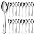 KOOMADE 16PCS Teaspoon Set - Windsor 6.2" Spoons Silverware, Food Grade Stainless Steel Tea Spoon, Small Coffee Spoon, Dessert Spoons for Home, Kitchen or Restaurant, Mirror Polished, Dishwasher Safe