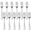 KOOMADE Dinner Fork Set -12 PCS Silver 18/0 Premium Food Grade Stainless Steel Flatware Salad Forks， Durable Metal Forks Silverware, Mirror Polished &amp; Dishwasher Safe for Home, Kitchen, Restaurant
