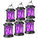 KOOPER 6 Pack Solar Lantern Outdoor Lights, Upgraded Flickering Flame Solar Lanterns Lights Outdoor Waterproof, Hanging Lantern Decorative, Solar Powered Lanterns for Yard Garden Decor (Purple Light)