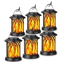 KOOPER 6 Pack Solar Lantern Outdoor Lights, Upgraded Flickering Flame Solar Lanterns Outdoor Waterproof, Auto ON/OFF Lanterns Decorative Outdoor, Hanging Lantern for Yard Patio Lawn Table Garden Decor