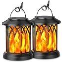 KOOPER Hanging Solar Lights Lantern Outdoor, Flickering Flames Solar Outdoor Lights, Solar Lanterns Outdoor Waterproof with Bigger Panel, Lanterns Decorative Outdoor for Yard Garden Decor, 2 Pack