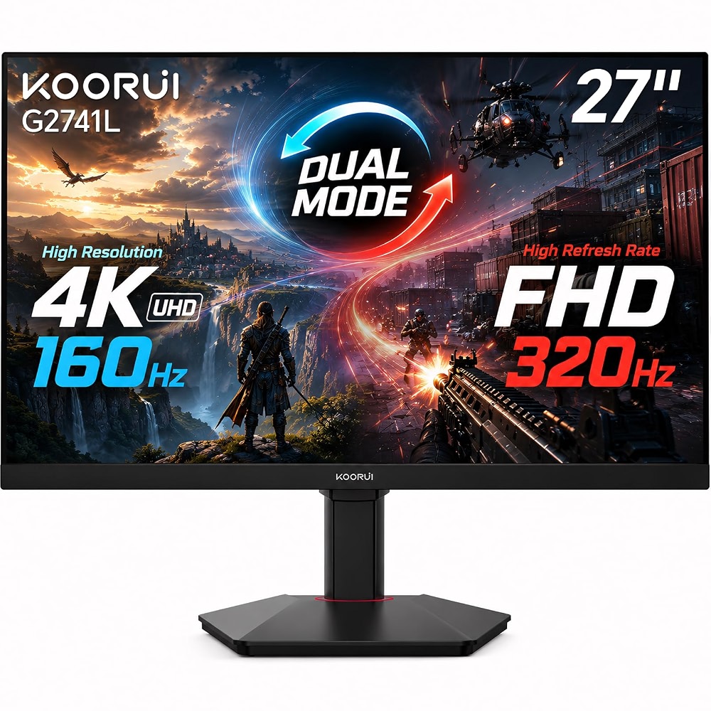 KOORUI 27 inch 4K Gaming Monitor - Dual Mode UHD 160Hz or FHD 320Hz ...