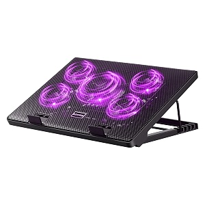 kootek laptop cooling pad laptop cooler with 5 quiet fans for 1234-1734 computer pc notebook gaming laptop fan height adjustable laptop cooling stand laptop accessories purple