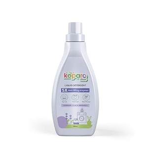 koparo liquid detergent  900 ml  top load amp front load washing machine liquid detergent  organic bio-enzymes laundry detergent  tough on stains safe for kids amp sensitive skin  lavender