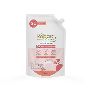 koparo liquid detergent  2 litre  top load amp front load washing machine liquid detergent  organic bio-enzymes laundry detergent  tough on stains safe for kids amp sensitive skin  lily amp vanilla