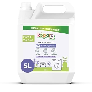 koparo liquid detergent  5 litre  top load amp front load washing machine liquid detergent  organic bio-enzymes laundry detergent  tough on stains safe for kids amp sensitive skin  lavender