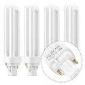 KOR 18W G24d-2 2-Pin CFL Double Tube Light Bulbs, 2700K, 4-Pack