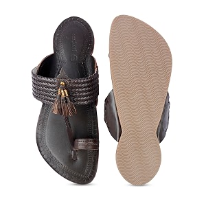KORAKARI Mens Handmade Kolhapuri Chappal Smooth and