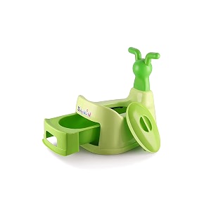plastic toilet trainer baby potty seat cartoon face with removable tray amp closing lid baby potty seat for 0 to 5 years green