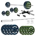 Kore Premium 20KG Camo Solid Rubber Fitness Kit with One 4 Ft Plain and One Pair Dumbbell Rods