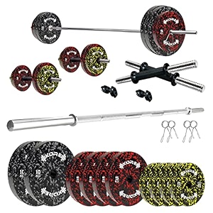 kore premium 50kg camo solid rubber fitness kit with one 4 ft plain and one pair dumbbell rods