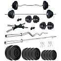 Kore PVC 10 KG Combo 42 WB-Wa Home Gym Set with One 4 ft Plain Rod & One 3 ft Curl Rod and One Pair Dumbbell Rods
