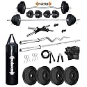 Kore PVC 10 KG Combo 42 WB with Unfilled Punching Bag Home Gym Set with Gym Accessories, Black