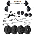 Kore PVC 10 KG Combo 42 WB-Wa Home Gym Set with One 4 ft Plain Rod &amp; One 3 ft Curl Rod and One Pair Dumbbell Rods