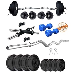 kore pvc 14 kg combo 3 wb-wa with pvc dumbbells home gym set