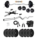 Kore PVC 16 Kg Combo 3 Home Gym Set with One 3 ft Curl Rod and One Pair Dumbbell Rods, Black