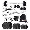 Kore PVC 40 Kg Home Gym Set with One 3 Ft Curl and One Pair Dumbbell Rods with Gym Bag & Accessories