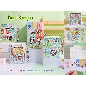korean stationery mini transparent 3-hole binder spiral diary notebook  cute kawaii portable journal notebook agenda for girls amp students 80 pages panda backyard c