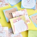 Korean Stationery Mini Transparent 3-Hole Binder Spiral Diary Notebook – Cute Kawaii Portable Journal Notebook Agenda for Girls & Students (80+ Pages) (Animal theme Sticky Notes Set 1)