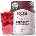 KOS Organic Beet Root Powder, USDA Organic - Natural Nitric Oxide Booster, Superfood Plant Based Beetroot Antioxidant, Supports Active Lifestyle &amp; Healthy Circulation, Soy &amp; Gluten-Free - 90 Servings