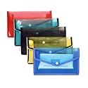 KOSH Plastic Flexi Button Bag | Cheque Book Holder | Document Holder | Passbook Holder Cheque Pouch (Pack of 5), Multi-Coloured