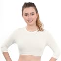 Kosher Casual Women's Modest High Neck Cropped Layering Shell - Cotton Spandex 3-4 Sleeve Base Pullover Top